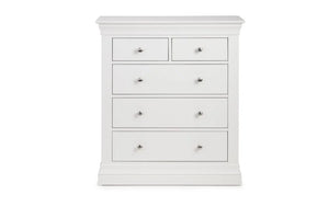 Julian Bowen Clermont 3+2 Drawer Chest in White Lacquer with Pine & MDF Construction