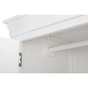 Julian Bowen Clermont White 2 Door 1 Drawer Wooden Wardrobe with Hanging Rail and Full-Width Storage Drawer