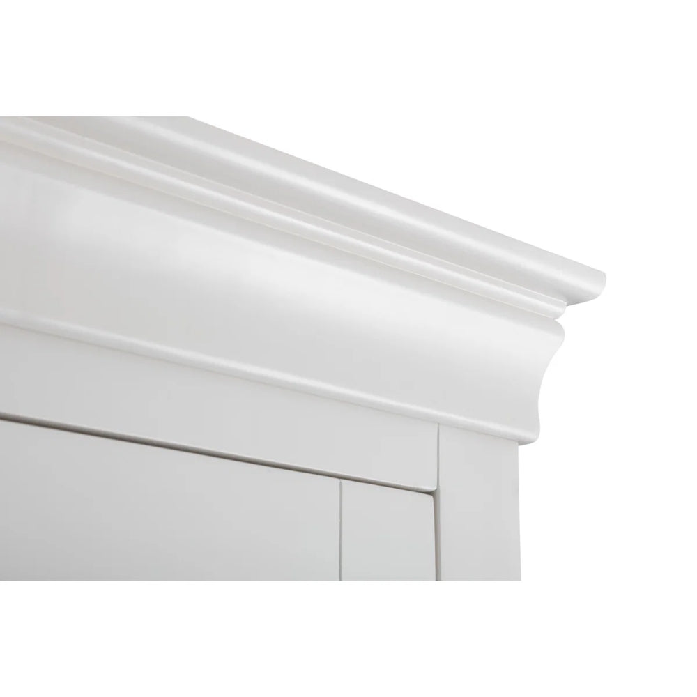 Julian Bowen Clermont White 2 Door 1 Drawer Wooden Wardrobe with Hanging Rail and Full-Width Storage Drawer