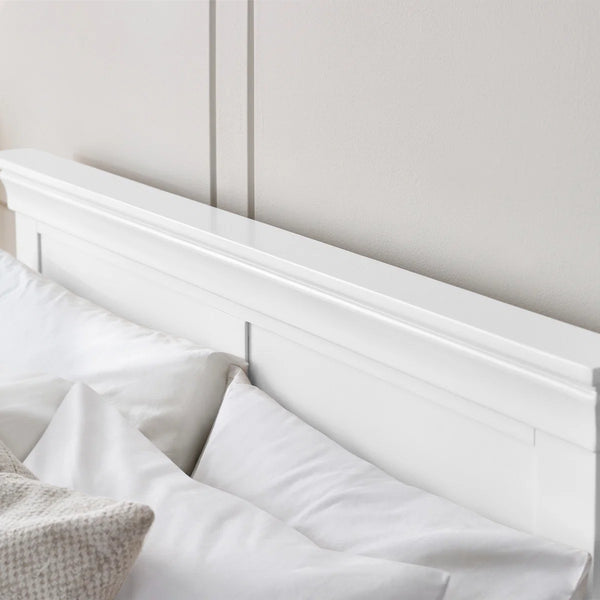 Julian Bowen Clermont Bed Frame in Surf White – Solid Pine & MDF French Style Bed with Pine Slats