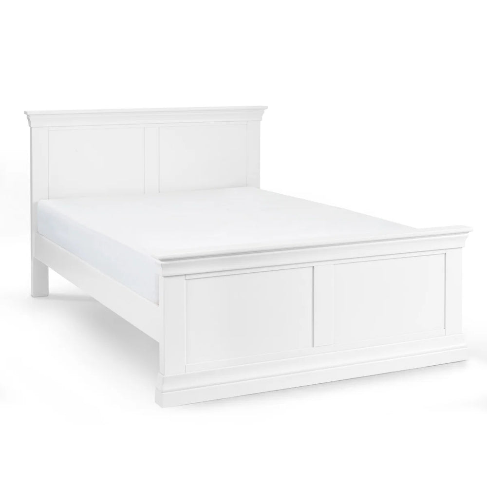 Julian Bowen Clermont Bed Frame in Surf White – Solid Pine & MDF French Style Bed with Pine Slats