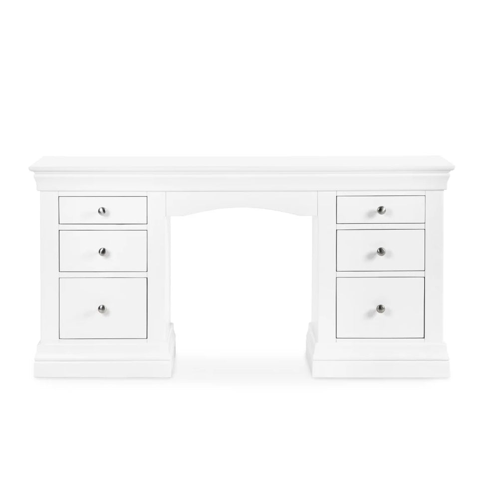 Julian Bowen Clermont Surf White Dressing Table with 6 Storage Drawers – French Inspired Wooden Vanity Table