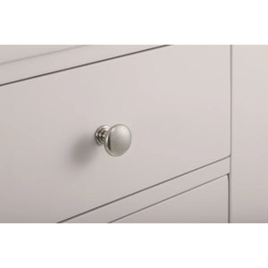Clermont 2 Drawer Bedside Table – Light Grey Lacquered Wooden Nightstand with Brushed Steel Handles
