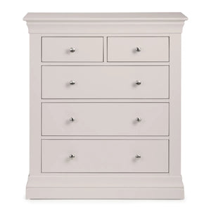 Clermont Light Grey 3+2 Drawer Chest – French Style Wooden Bedroom Storage Cabinet