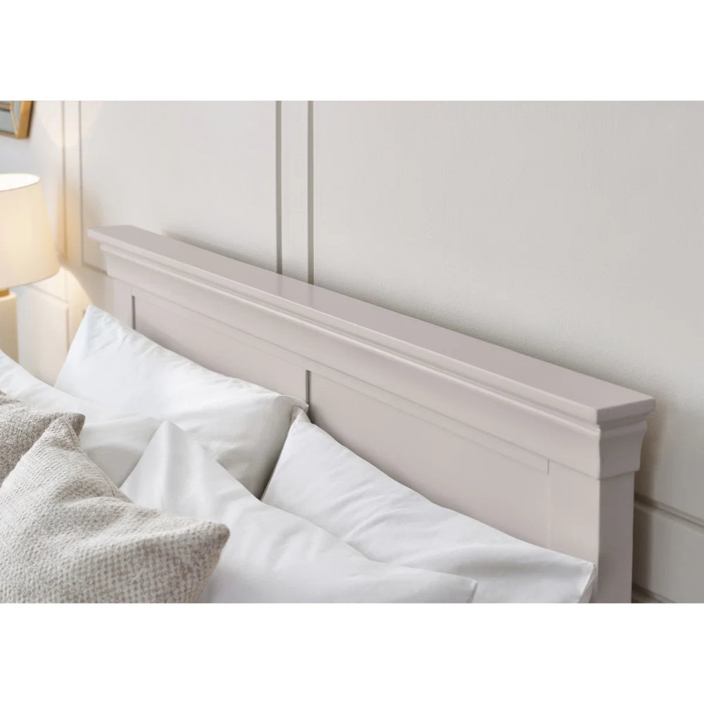 Clermont 135cm Double Bed Frame in Light Grey – French Inspired Design with Solid Pine Slats