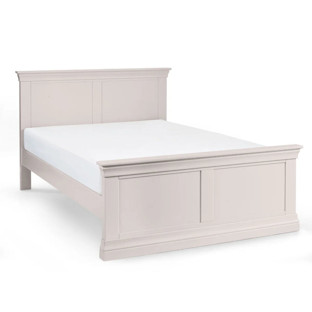 Clermont 135cm Double Bed Frame in Light Grey – French Inspired Design with Solid Pine Slats
