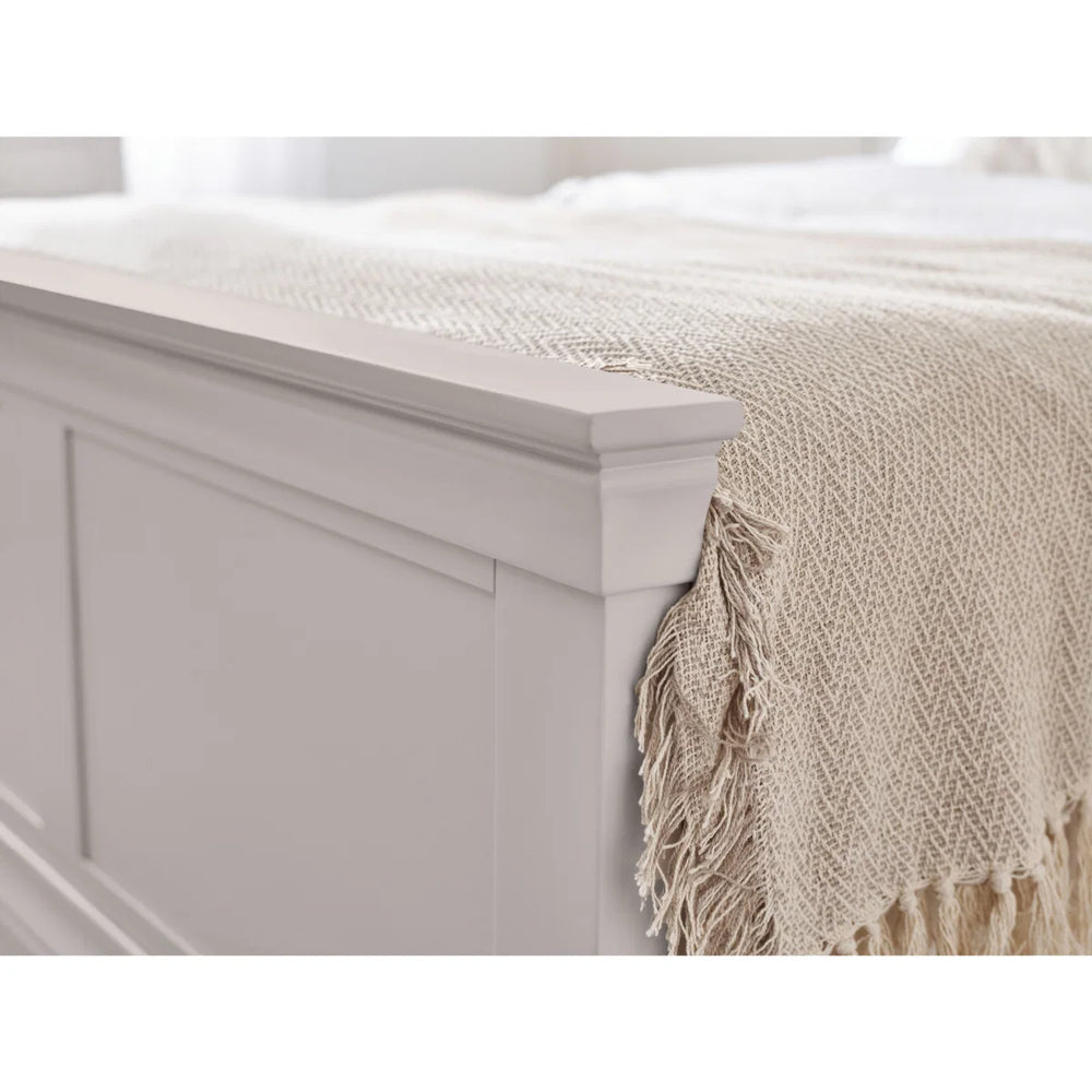 Julian Bowen Clermont King Bed Frame 150cm Light Grey Wooden Bed with Pine Slats