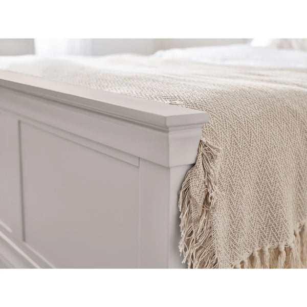 Julian Bowen Clermont King Bed Frame 150cm Light Grey Wooden Bed with Pine Slats