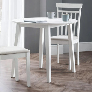 Julian Bowen Coast White Drop Leaf Round Dining Table – Space Saving Folding Wooden Table with White Lacquer Finish for Kitchens, Dining Rooms & Small Spaces