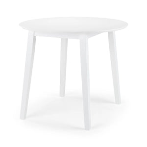Julian Bowen Coast White Drop Leaf Round Dining Table – Space Saving Folding Wooden Table with White Lacquer Finish for Kitchens, Dining Rooms & Small Spaces