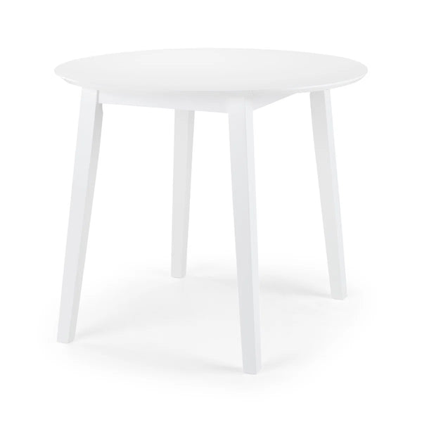 Julian Bowen Coast White Drop Leaf Round Dining Table – Space Saving Folding Wooden Table with White Lacquer Finish for Kitchens, Dining Rooms & Small Spaces