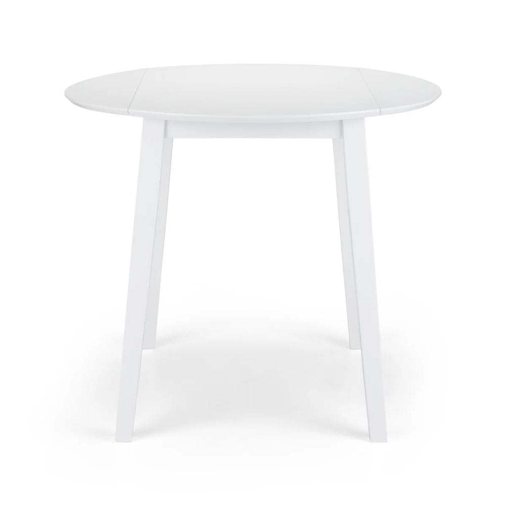 Julian Bowen Coast White Drop Leaf Round Dining Table – Space Saving Folding Wooden Table with White Lacquer Finish for Kitchens, Dining Rooms & Small Spaces