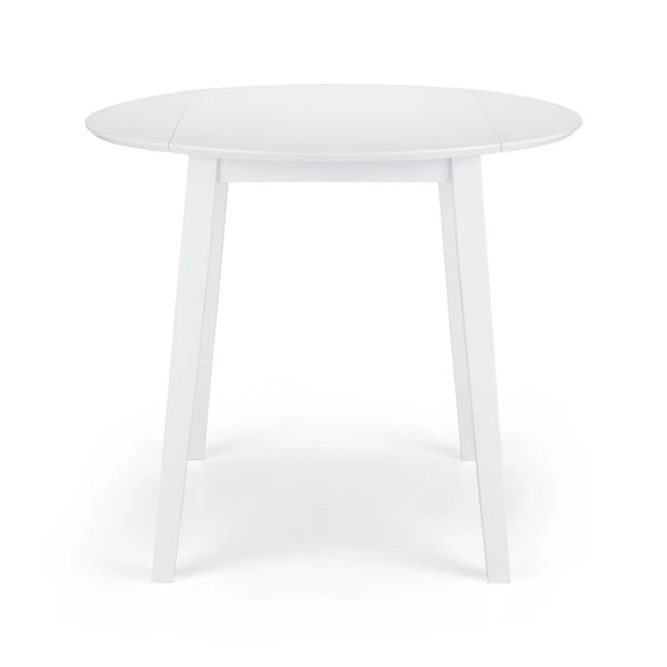Julian Bowen Coast White Drop Leaf Round Dining Table – Space Saving Folding Wooden Table with White Lacquer Finish for Kitchens, Dining Rooms & Small Spaces