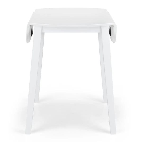 Julian Bowen Coast White Drop Leaf Round Dining Table – Space Saving Folding Wooden Table with White Lacquer Finish for Kitchens, Dining Rooms & Small Spaces