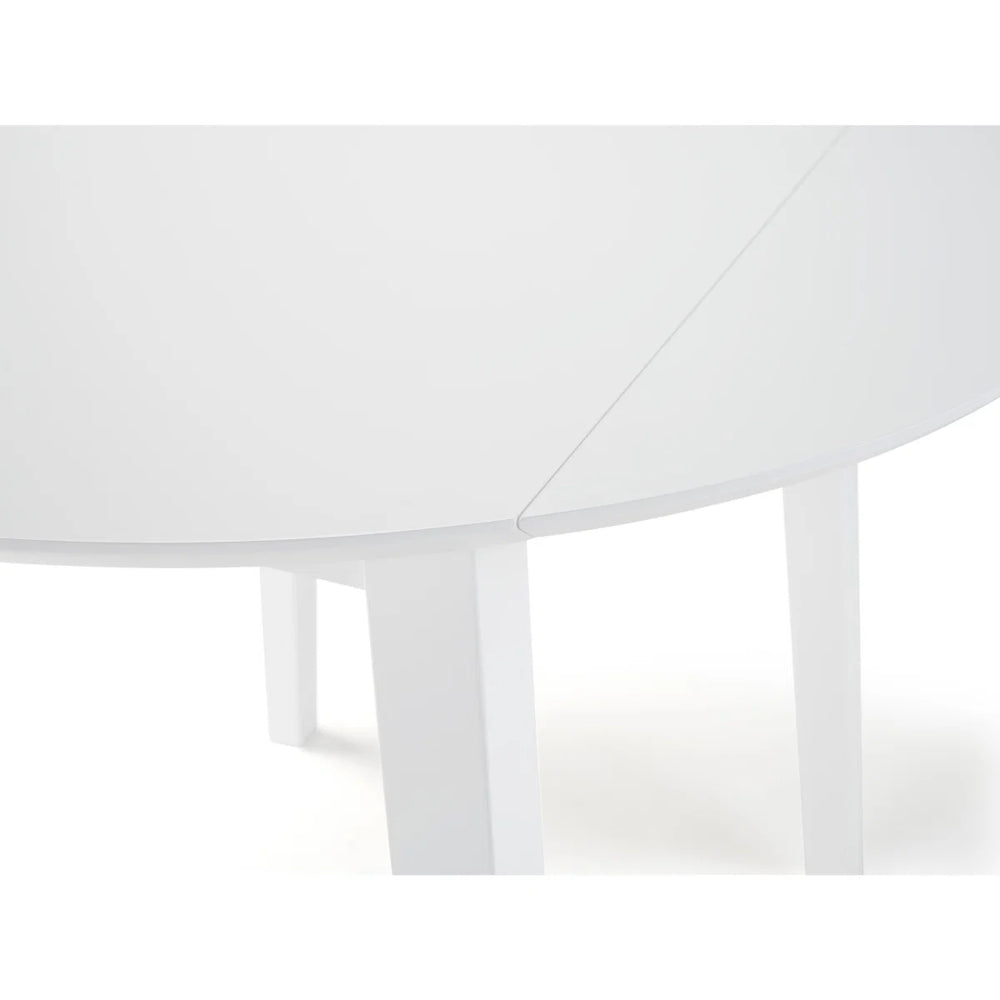 Julian Bowen Coast White Drop Leaf Round Dining Table – Space Saving Folding Wooden Table with White Lacquer Finish for Kitchens, Dining Rooms & Small Spaces