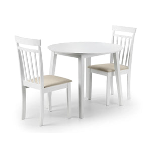 Julian Bowen Coast White Drop Leaf Round Dining Table – Space Saving Folding Wooden Table with White Lacquer Finish for Kitchens, Dining Rooms & Small Spaces
