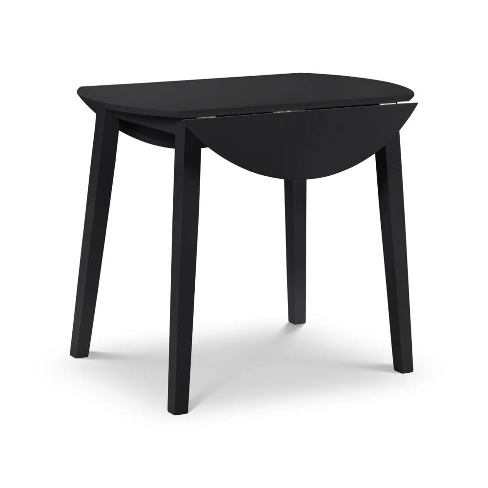 Julian Bowen Coast Black Double Drop Leaf Round Dining Table – Space Saving Folding Kitchen & Dining Table, 90cm
