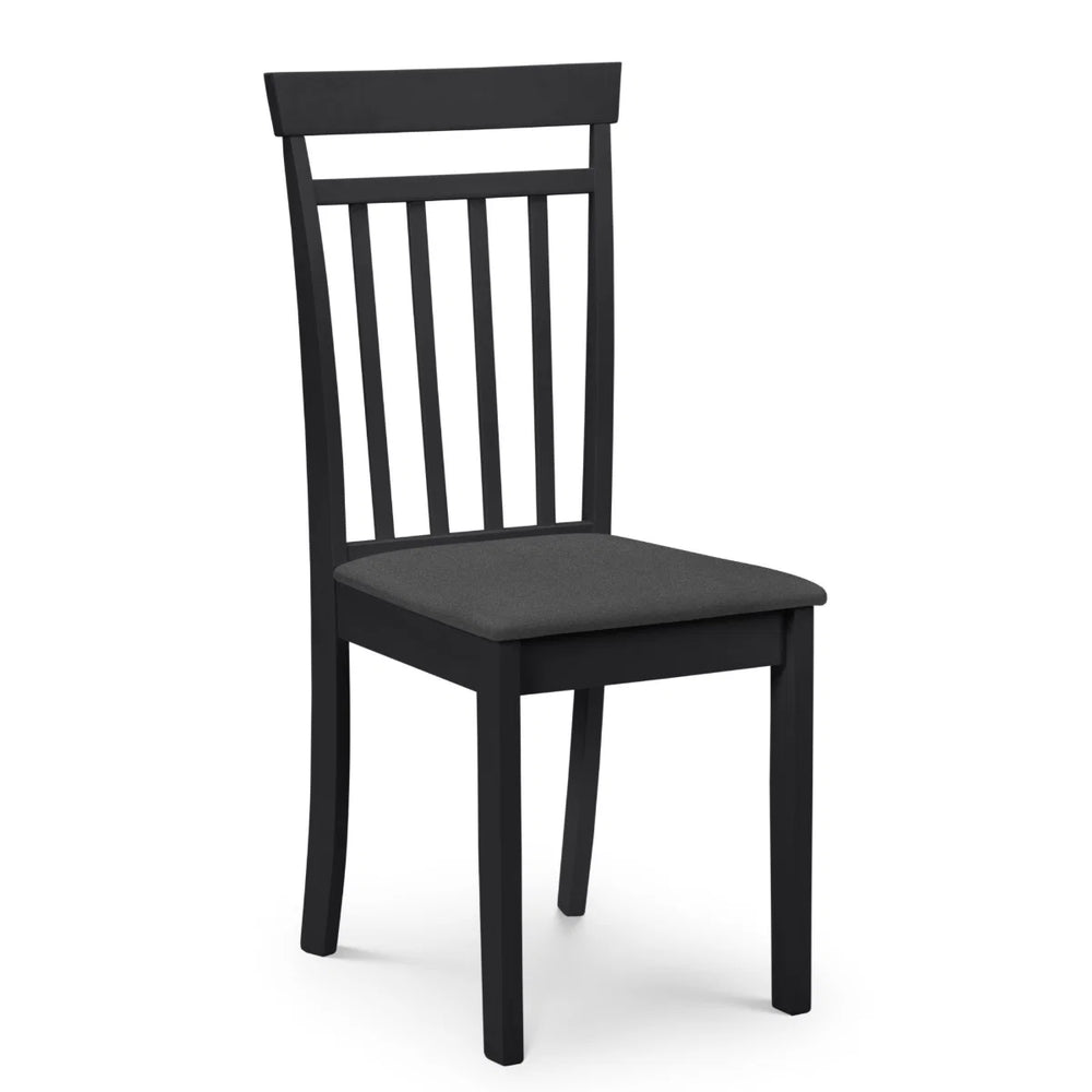 Julian Bowen Coast Set of 2 Black Wooden Dining Chairs with Padded Seats & High Back