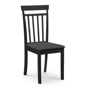 Julian Bowen Coast Set of 2 Black Wooden Dining Chairs with Padded Seats & High Back