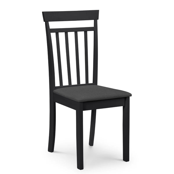 Julian Bowen Coast Set of 2 Black Wooden Dining Chairs with Padded Seats & High Back