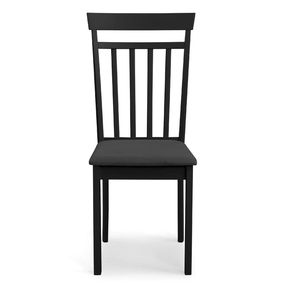 Julian Bowen Coast Set of 2 Black Wooden Dining Chairs with Padded Seats & High Back