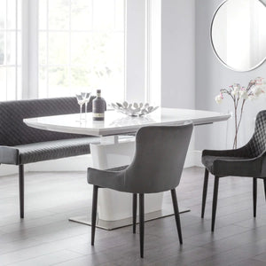 Julian Bowen Como White High Gloss Extending Dining Table with Chrome Pedestal Base (160-200cm)