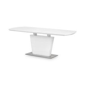 Julian Bowen Como White High Gloss Extending Dining Table with Chrome Pedestal Base (160-200cm)
