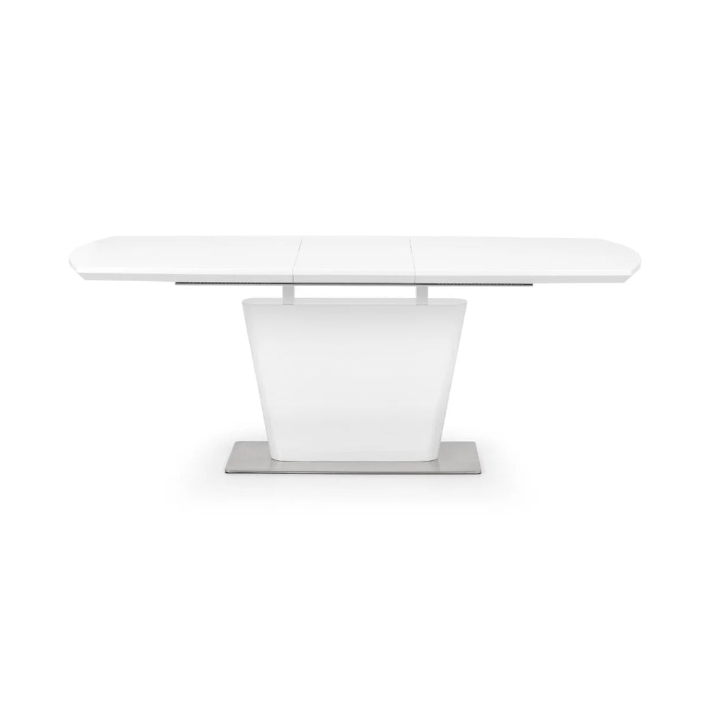 Julian Bowen Como White High Gloss Extending Dining Table with Chrome Pedestal Base (160-200cm)