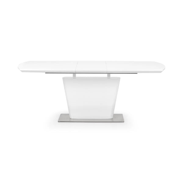 Julian Bowen Como White High Gloss Extending Dining Table with Chrome Pedestal Base (160-200cm)