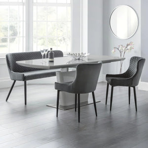 Julian Bowen Como Grey High Gloss Extending Dining Table with Chrome Pedestal Base (160-200cm)