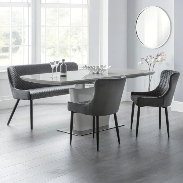 Julian Bowen Como White High Gloss Extending Dining Table with Chrome Pedestal Base (160-200cm)