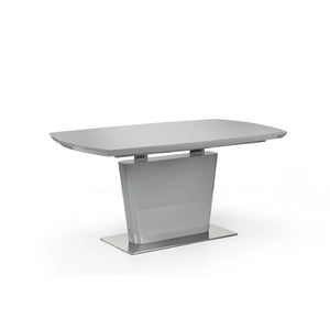 Julian Bowen Como Grey High Gloss Extending Dining Table with Chrome Pedestal Base (160-200cm)