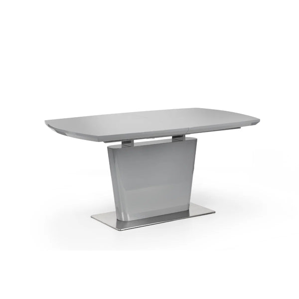 Julian Bowen Como Grey High Gloss Extending Dining Table with Chrome Pedestal Base (160-200cm)