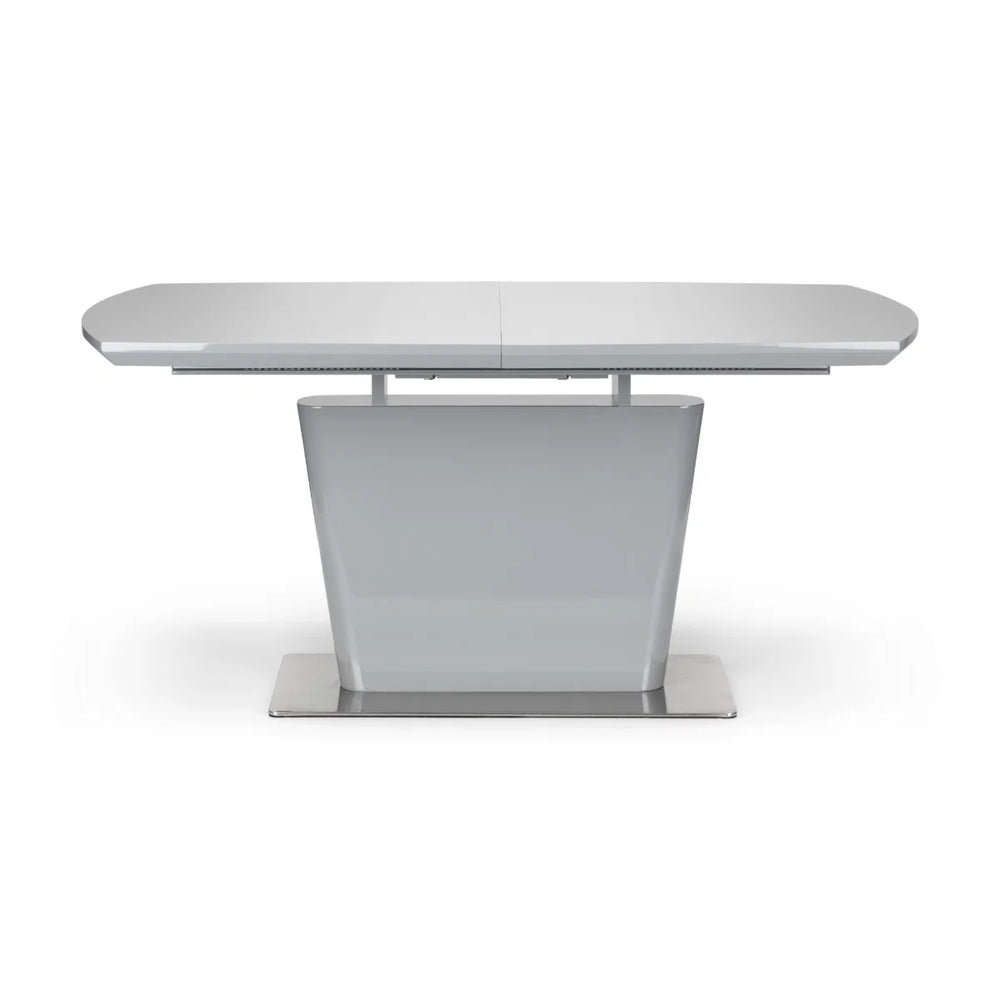Julian Bowen Como Grey High Gloss Extending Dining Table with Chrome Pedestal Base (160-200cm)