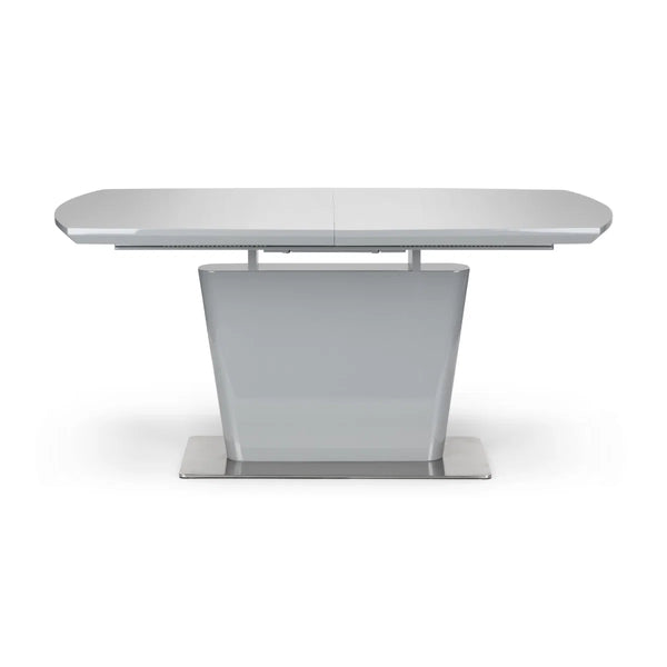 Julian Bowen Como Grey High Gloss Extending Dining Table with Chrome Pedestal Base (160-200cm)
