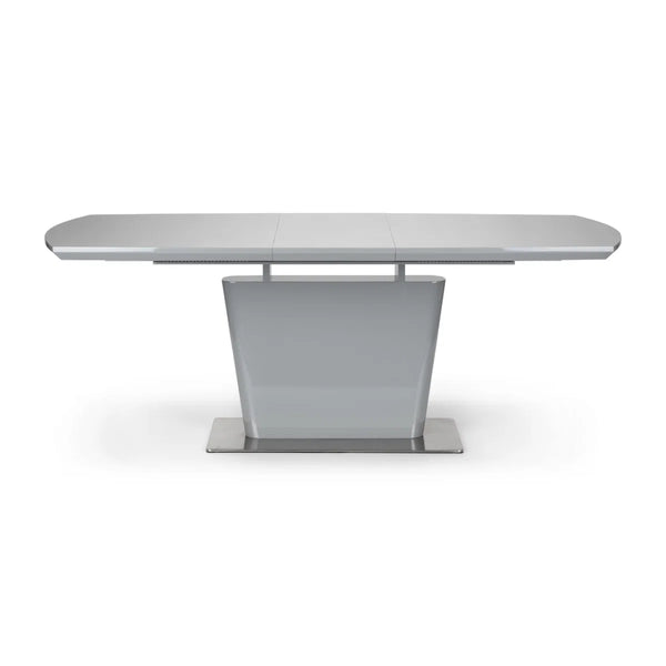 Julian Bowen Como Grey High Gloss Extending Dining Table with Chrome Pedestal Base (160-200cm)