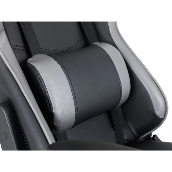 Comet Ergonomic Gaming Chair with Adjustable Height, Lumbar & Neck Support, Reclining Tilt Function & 360° Swivel Base – Black & Grey Faux Leather