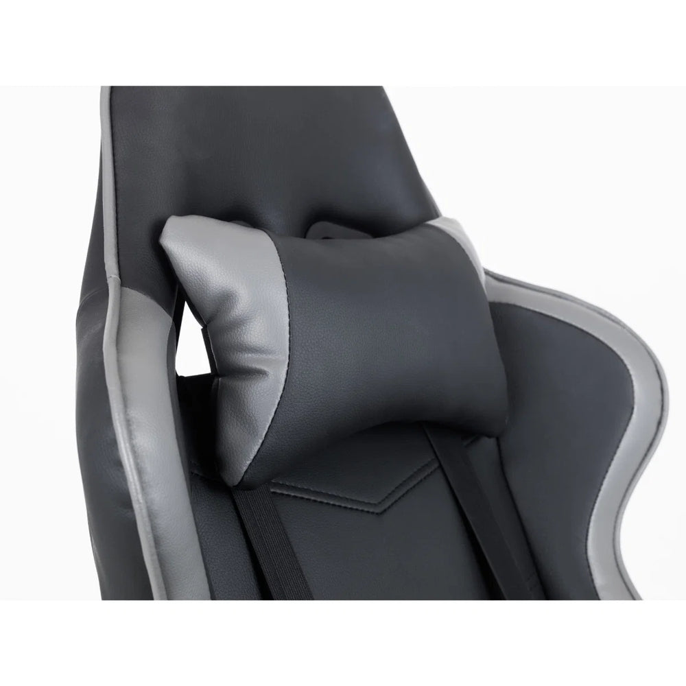Comet Ergonomic Gaming Chair with Adjustable Height, Lumbar & Neck Support, Reclining Tilt Function & 360° Swivel Base – Black & Grey Faux Leather