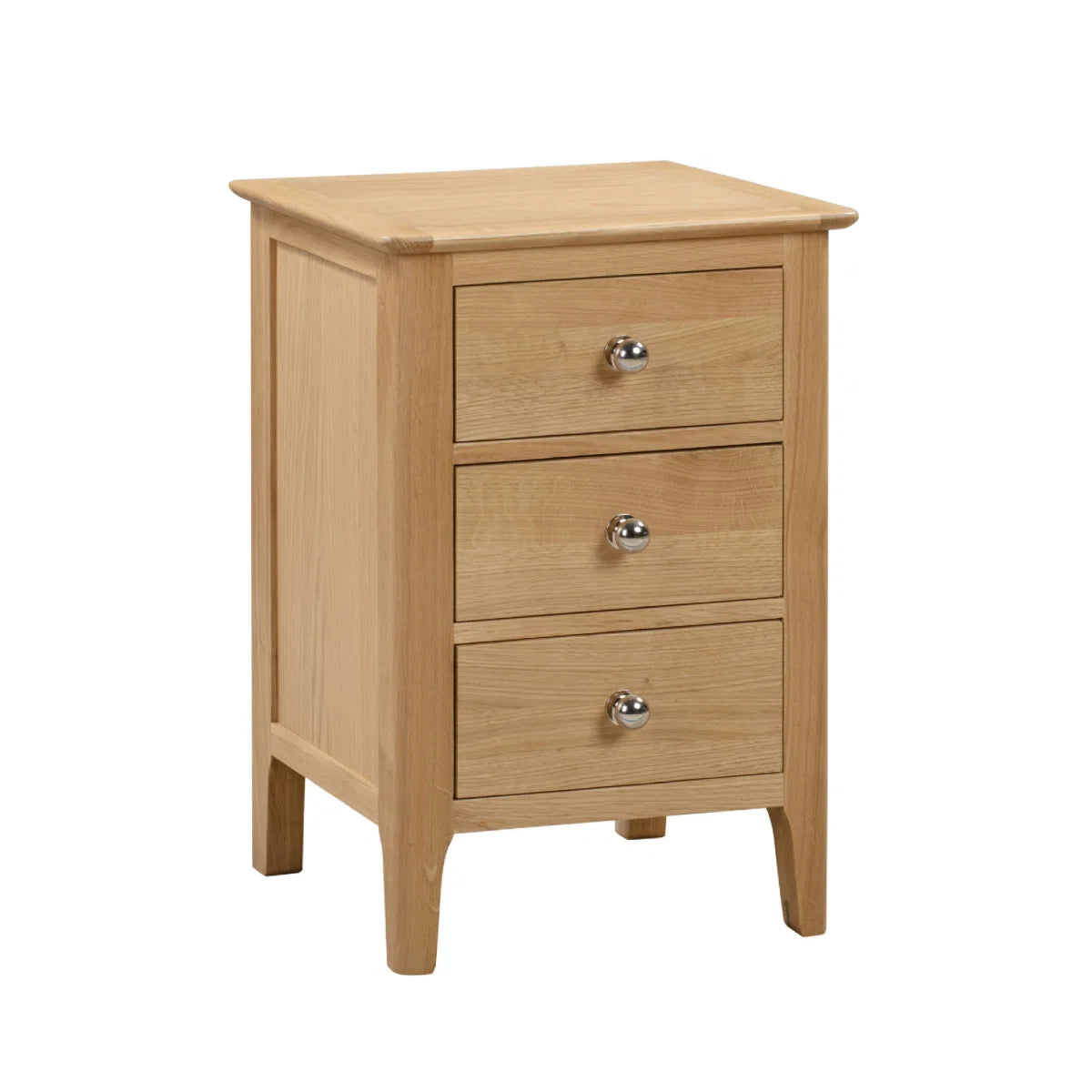 Bowen Cotswold Solid Oak 3 Drawer Bedside Table Oak Veneers & Knobs
