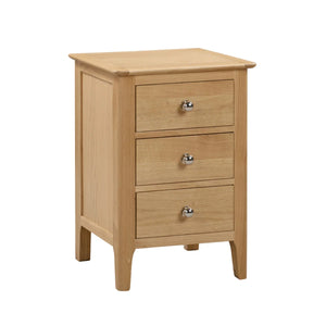Julian Bowen Cotswold Solid Oak 3 Drawer Bedside Table with Oak Veneers & Silver Knobs