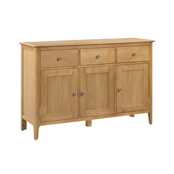 Julian Bowen Cotswold Oak Sideboard with 3 Drawers & 3 Doors – Solid Oak & Oak Veneers Storage Cabinet