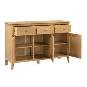 Julian Bowen Cotswold Oak Sideboard with 3 Drawers & 3 Doors – Solid Oak & Oak Veneers Storage Cabinet