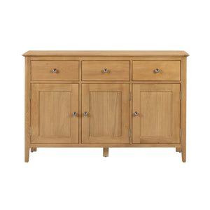 Julian Bowen Cotswold Oak Sideboard with 3 Drawers & 3 Doors – Solid Oak & Oak Veneers Storage Cabinet