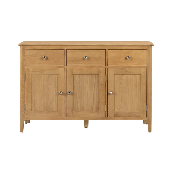 Julian Bowen Cotswold Oak Sideboard with 3 Drawers & 3 Doors – Solid Oak & Oak Veneers Storage Cabinet