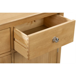 Julian Bowen Cotswold Oak Sideboard with 3 Drawers & 3 Doors – Solid Oak & Oak Veneers Storage Cabinet