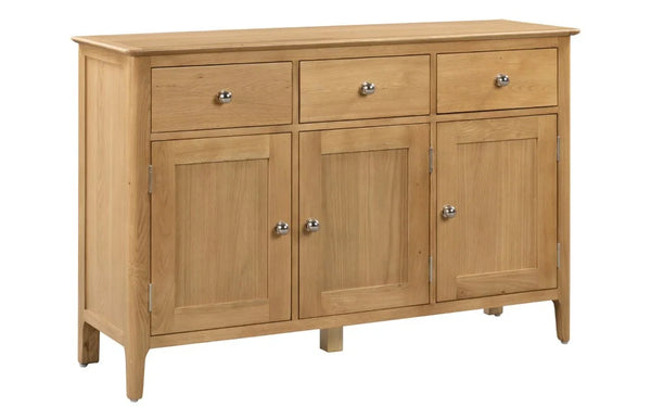 Julian Bowen Cotswold Oak Sideboard with 3 Drawers & 3 Doors – Solid Oak & Oak Veneers Storage Cabinet