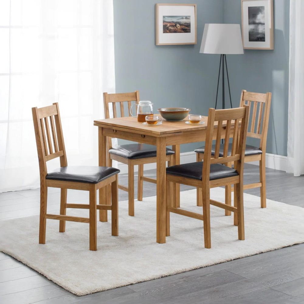 Coxmoor Solid Oak Extending Dining Table with Integrated Leaf Extension – Oiled Finish