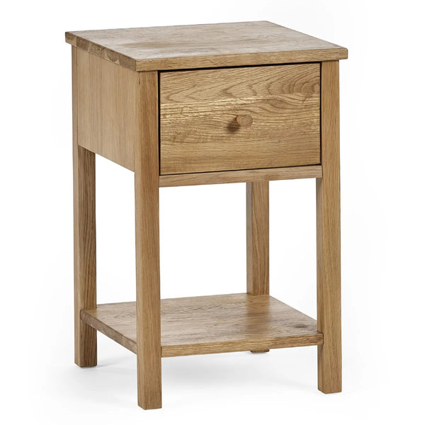 Julian Bowen Coxmoor 1 Drawer Bedside Table in Oak – Wooden Nightstand with Storage Drawer & Open Shelf for Bedroom