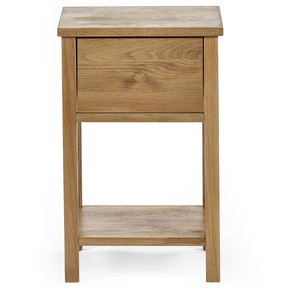 Julian Bowen Coxmoor 1 Drawer Bedside Table in Oak – Wooden Nightstand with Storage Drawer & Open Shelf for Bedroom