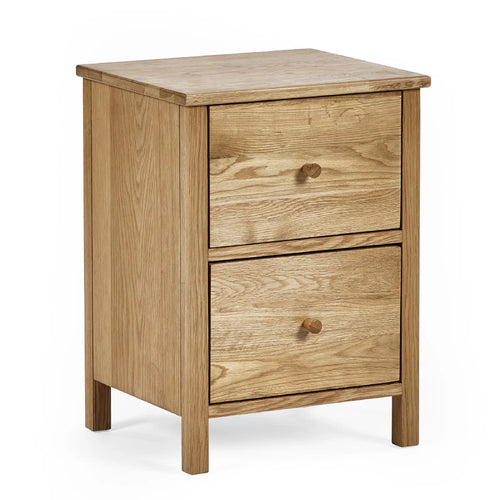 Julian Bowen Coxmoor 2 Drawer Bedside Table in Oak – Solid Wood Bedroom Nightstand with Spacious Storage